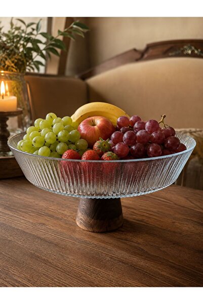 SAMMWOOD Glass Presentation Stand Glass Stand Multipurpose Stand Salad Cake C...