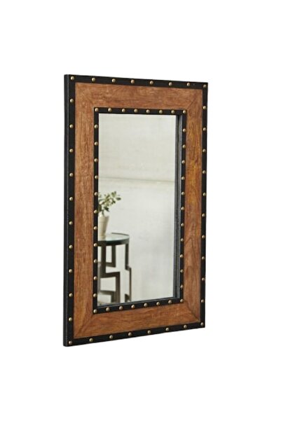 Cojom Oglindă Lena, cadru din metal și lemn, rustic, maro antichizat, L 60cm,...