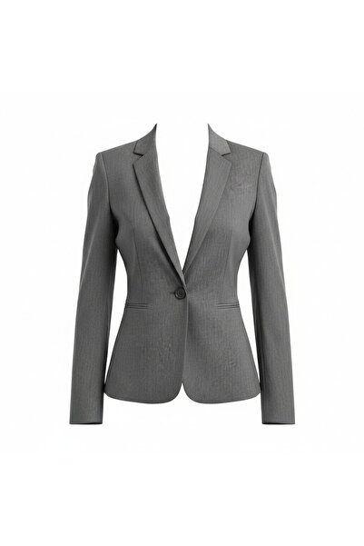 Express Women's Grey Tailored Single-Button Office Blazer