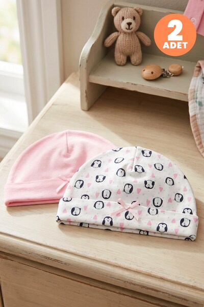 Just inner Baby Girl 2-Piece Cotton Beanie with Penguin Pattern, Flexible and...