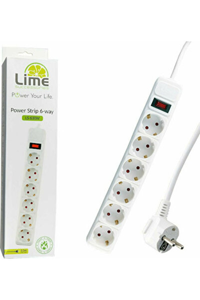 Lime&co Πολύπριζο Lime με προστασία από υπερτάσεις, 6 θέσεων, με διακόπτη και...