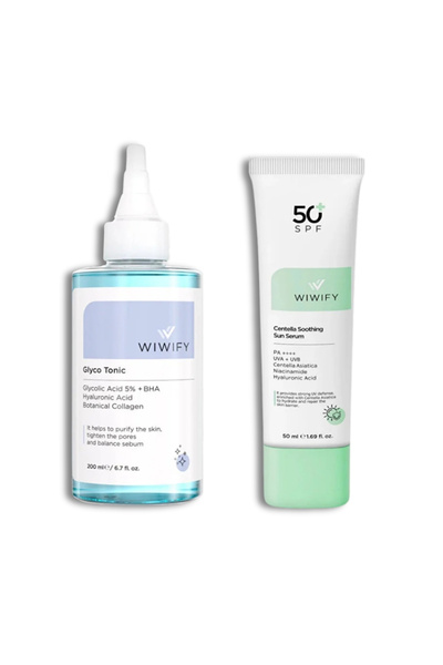 WIWIFY Gözenek ve Yatıştırma Seti, Tonik + Güneş Koruyucu | Hyaluronic Acid, ...
