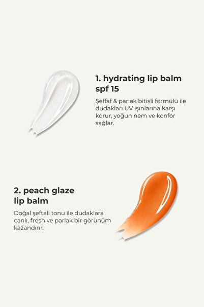 WIWIFY Glow & Protect Lip Duo, Hydrating Lip Balm + Peach Glaze Balm | SPF 15, Squalane, Ceramide