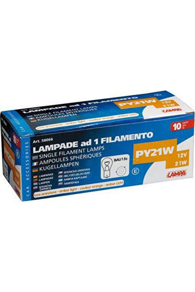Lampa Λάμπες Αυτοκινήτου Μονού Νήματος Κεχριμπαρένιες PY21W-BAU15s 12V 21W 10...