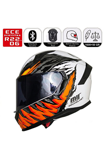 MTS M910 İnsect Motosiklet Kaskı Spoiler Mod Güneş Vizörlü Full Face Kask