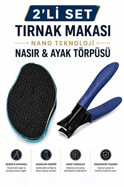 PİRAYE AKSESUAR Tırnak Makası & Nasır ve Ayak Törpüsü • 2'li Set • Nano tekno...