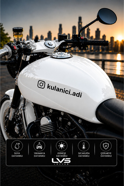 levvas Özel İsimli kullanıcı adı Sticker 20x3 Cm Motor ve Araç Uyumlu Premium...