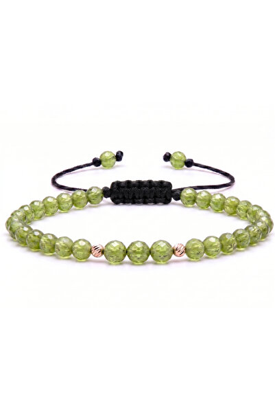 MANAVA Bratara cu 2 bile de Aur 14k si Peridot