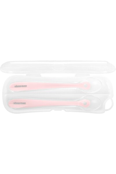 Kikka Boo Ροζ κουτάλια σιλικόνης με θήκη 2 τεμ. - Kikkaboo