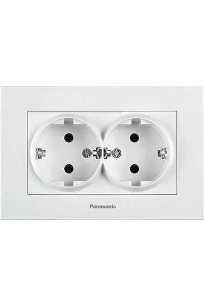 OEM Priză dublă cu împământare Panasonic Karre Plus, alb, incl. ramă