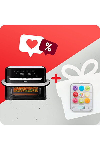 TEFAL Pachet PROMO Friteuză cu aer cald Dual Easy Fry Flex EY9228E0 & Cantar ...
