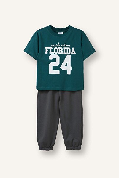 DeFacto Printed T-Shirt Regular Fit Sweatpants 2-Piece Set Boys H5612A526Au
