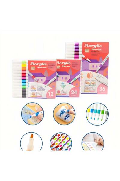 CASA JOY Markere acrilice, set de 12, pentru desen, 13 cm, culori asortate