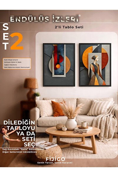 2'li Çerçeveli Tablo | Endülüs İzleri | Siyah Çerçeve | Kendi Tablo Setini Oluştur - SET 2
