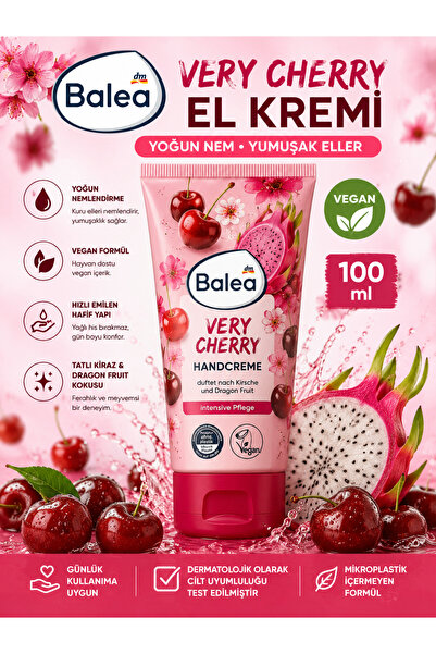 BALEA Very Cherry El Kremi 100 ml | Kiraz Kokulu Nemlendirici Vegan El Bakım ...