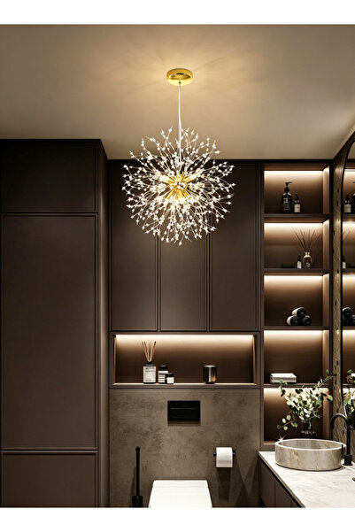 Generic The restaurant's chandelier is a luxurious crystal piece in a modern ...
