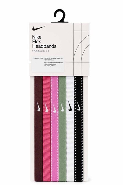 Nike Bandă de păr unisex, albă, Flex Classic Slim, pachet de 6