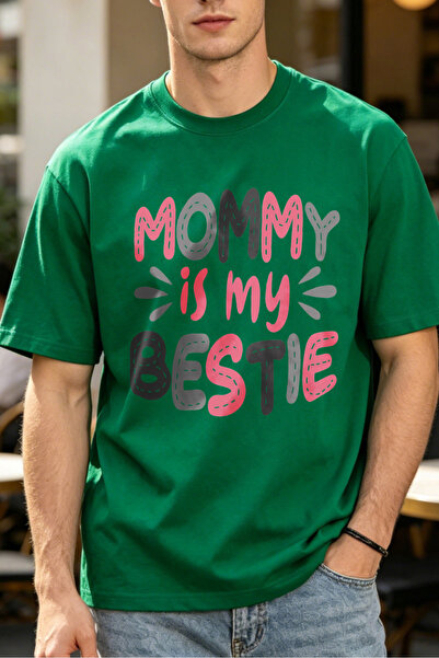 Fleck تي شيرتات كاجوال للرجال مطبوع عليها عبارة Mommy Is My Bestie للرجال