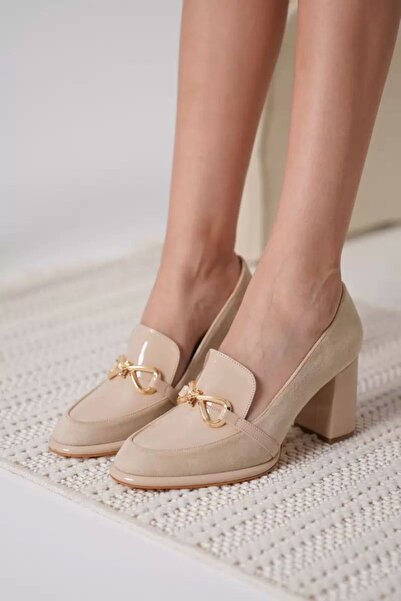 Belinora Nude Suede Women's Heeled Shoes Tr18Ms10D