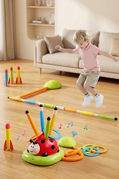 Generic 3 In 1 Musical Active Game Set Outdoor Indoor Jump Ring Toss Rocket L...