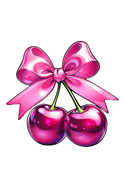 MegaSticker Pink Ribbon Cherry Sticker Label Car, Motorcycle, Helmet, Laptop,...