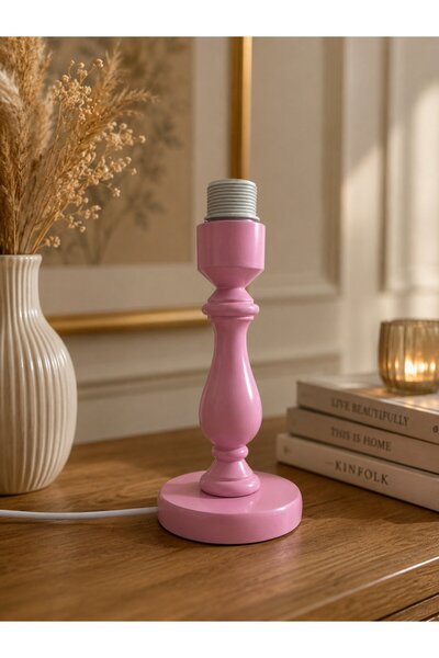 Dekovien Wooden Pink Color Wooden Lampshade Base Classic Model 28X14Cm