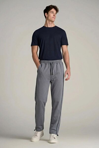 comstar Men's Striped Wide-Leg Gray Sweatpants