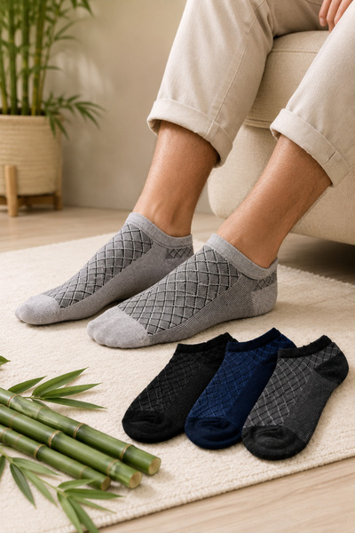 tibo 4 Pairs of Seamless Bamboo Summer Men's Booties Socks