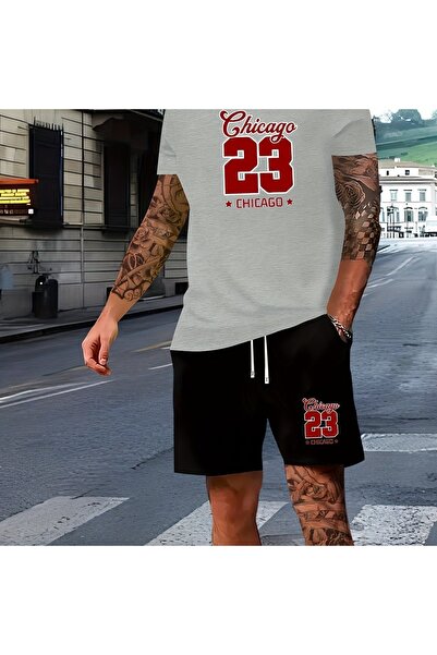 Joetsu Set unisex oversize cu pantaloni scurți și tricou cu mânecă scurtă, cr...
