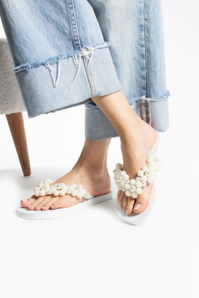 AlessaModa Shop Handmade Design Flip-Flop Casual Women's Slippers Flat (Suzan)
