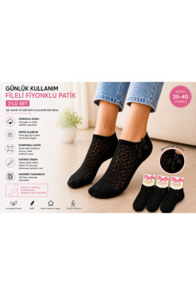BY BNN Lace Bowknot Booties Socks 3-Pack