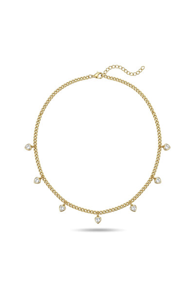 h&b design jewel Steel White 7 Heart Charm Necklace