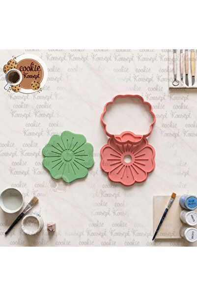 CookieKonsept Flower Ceramic Mold # 1 Stamp Frame 12cm |   Compatible with Cl...