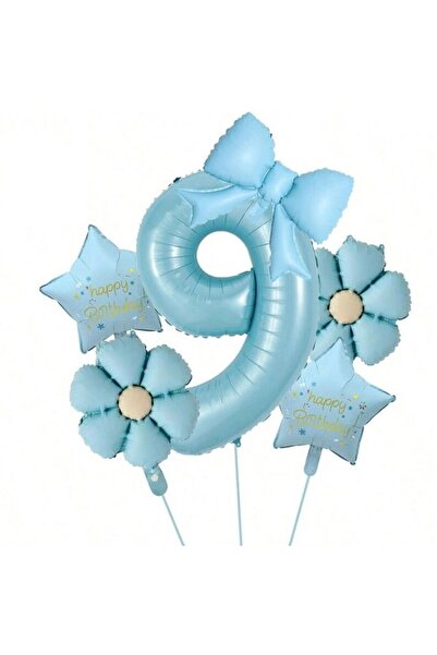 ÇITIPITISTORE Blue Daisy Number Bow Star Birthday Party Age Set