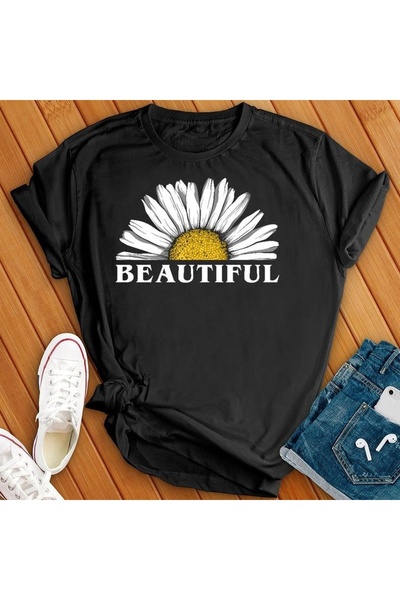 TİMİSİVA Unisex Oversized Printed Crew Neck Short Sleeve Black T-Shirt