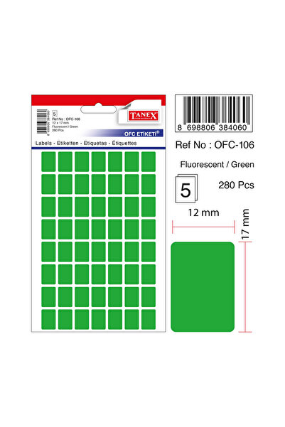 Tanex ملصق Ofc-106 مقاس 12×17 أخضر، 2 عبوة تحتوي على 10 قطع