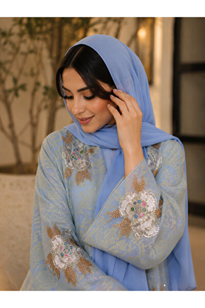 Passion by rahi Beautiful blue hand embroidery Abaya&Hijab