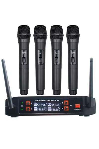 Generic 4 Pack Handheld Lightweight Wireless Microphones for Karaoke – Portab...