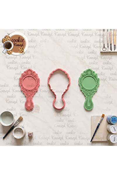 CookieKonsept Decorated Mirror Ceramic Mold Stamp Frame 12cm |   Compatible w...