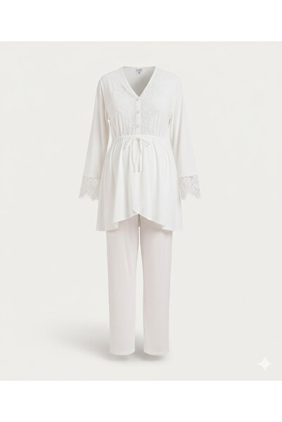 Generic Elegant 3-Piece Maternity Pajama Set with Lace Details – Long Sleeve ...