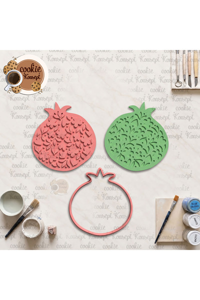 CookieKonsept Pomegranate Ceramic Mold Stamp Frame # 2 12cm |   Compatible wi...