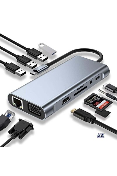 ELTRAZONE 11-in-1 USB C Hub with 4K HDMI, VGA, USB 3.0, Ethernet, SD/TF Card ...