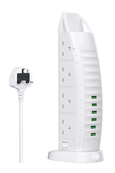 Generic وصلة كهربائية أنيقة بـ 8 منافذ، 6 منافذ USB للشحن السريع، مقبس طاقة ب...