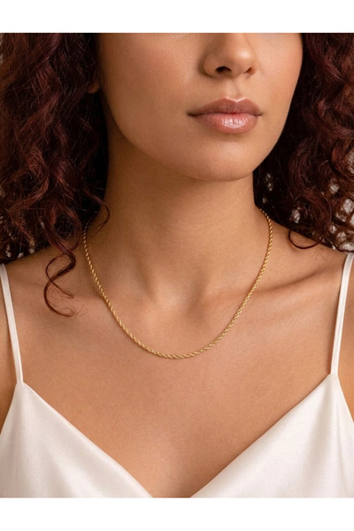 FM 💎   Premium Gold Color Shiny and Modern Twisted Rope Chain Elegant 316L S...