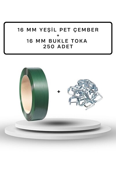 Dalpak Ambalaj 16 mm Yeşil Çember ( Yeşil Polyester Şerit ) + 250 Adet Çember...