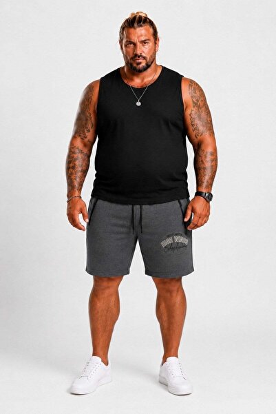 MocGrande Large Size Zippered High Winds Combed Cotton Shorts 26621 Anthracit...