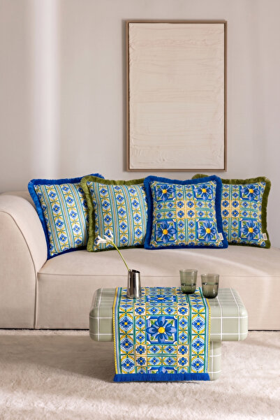 Alseko Concept Azure Garden Tufted 4 Pieces 43X43Cm Square Cushion Covers and...