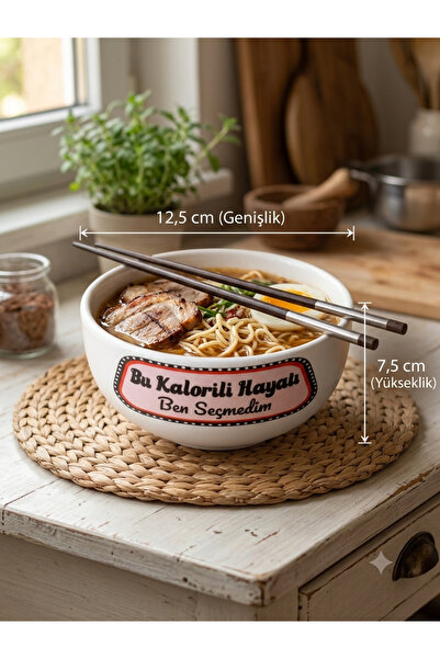 samosh Seramik Mottolu Kase (noodle, çerez, çorba)