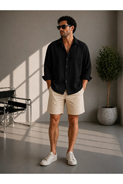 FıttingRoom Oversize Black Woven Shirt