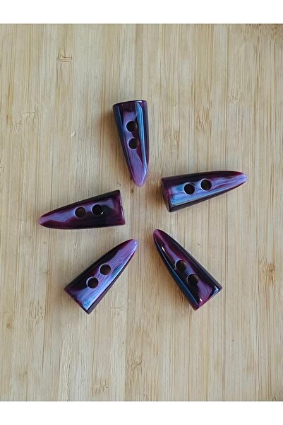 Lorin hobi Horn with Veins Ivory Shiny Shepherd Button 4.5 cm 5 Units Bordo